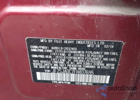 2015 Subaru Forester 2.5I Premium from USA, damaged, VIN JF2SJADC7FH407695